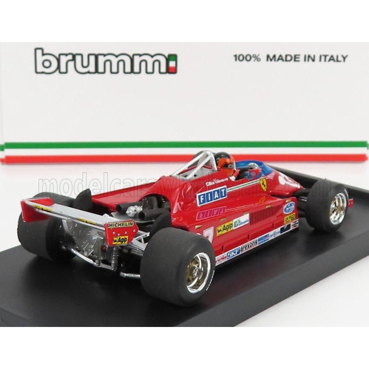 BRUMM FERRARI F1 126CK TURBO N 27 WINNER MONTECARLO GP 1981 GILLES VILLENEUVE - WITH DRIVER FIGURE - RED 1/43