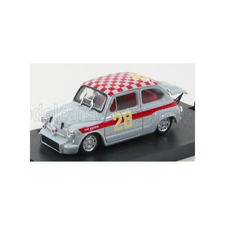 BRUMM FIAT 600 ABARTH 1000 N 28 4h DI MONZA 1966 STEINMETZ - GREY RED 1/43