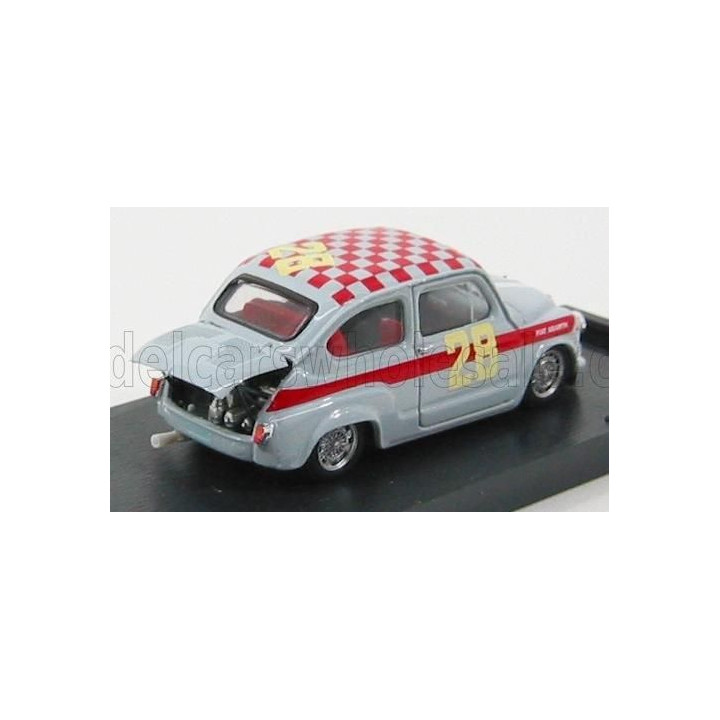 BRUMM FIAT 600 ABARTH 1000 N 28 4h DI MONZA 1966 STEINMETZ - GREY RED 1/43