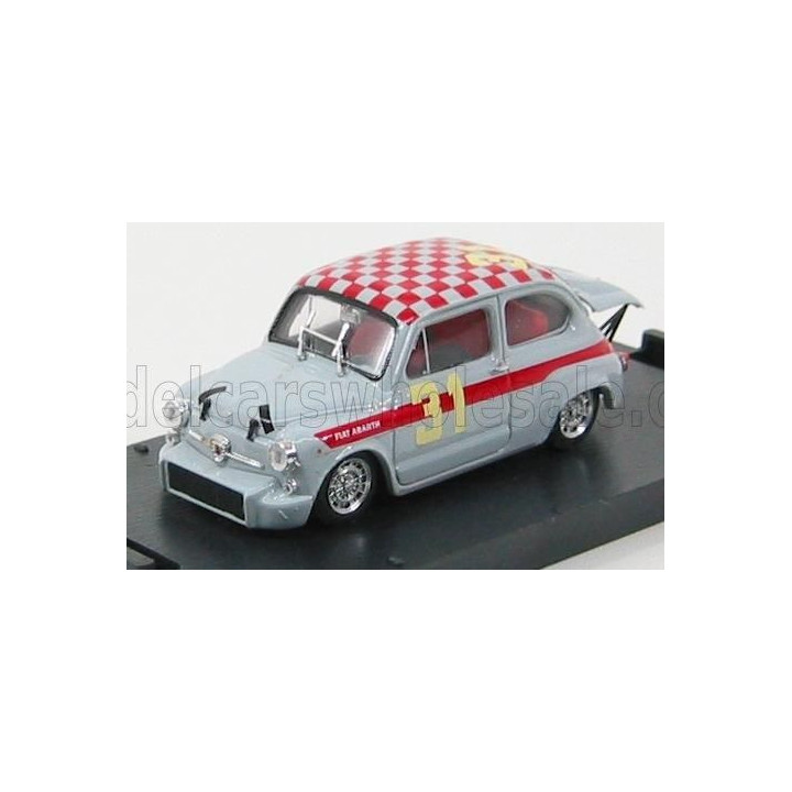 BRUMM FIAT 600 ABARTH 1000 BERLINA N 31 4h MONZA 1966 L.CELLA - GREY RED 1/43