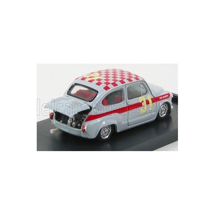 BRUMM FIAT 600 ABARTH 1000 BERLINA N 31 4h MONZA 1966 L.CELLA - GREY RED 1/43