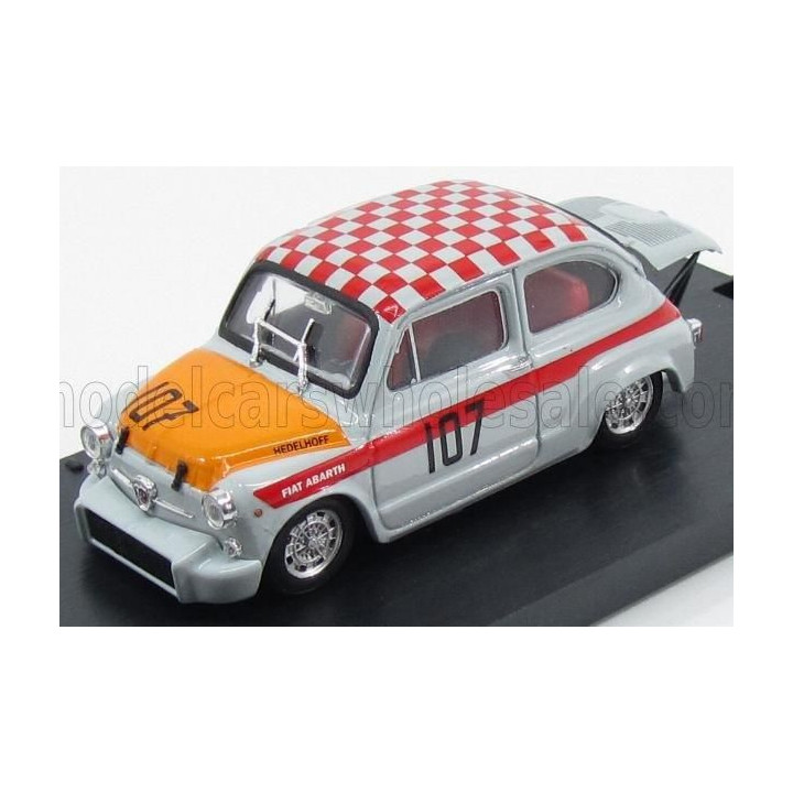 BRUMM FIAT 600 ABARTH 1000 CORSA N 107 WINNER 500km NURBURGRING 1967 EDELHOF - GREY ORANGE 1/43