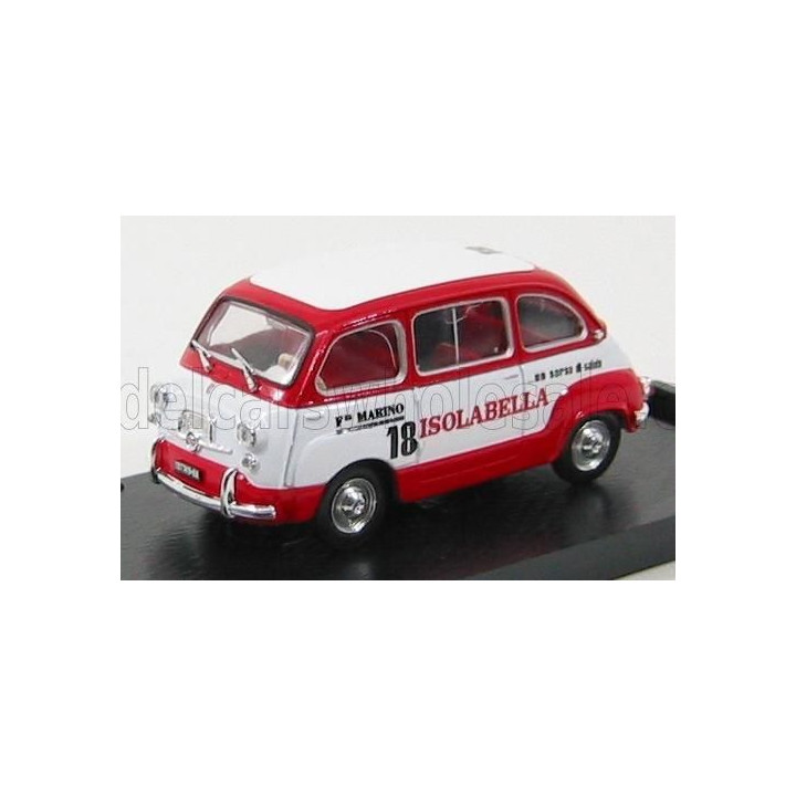 BRUMM FIAT 600D MULTIPLA - AMARO 18 ISOLABELLA - WHITE RED 1/43