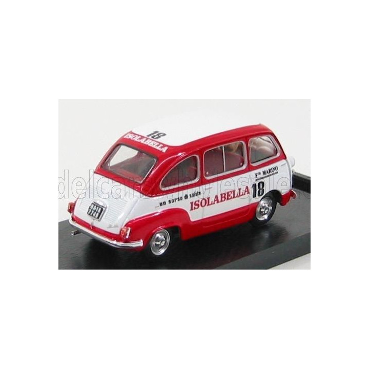 BRUMM FIAT 600D MULTIPLA - AMARO 18 ISOLABELLA - WHITE RED 1/43