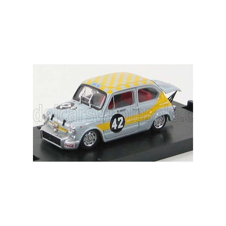 BRUMM FIAT 600 1000 ABARTH N 42 SC.RADIO VERONICA ZANDVOORT TROPHY 1969 - REY YELLOW 1/43