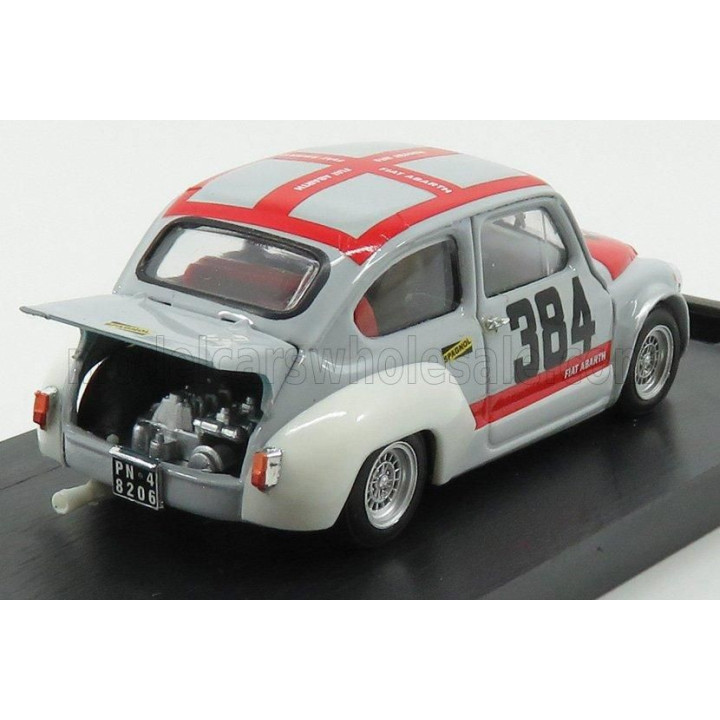 BRUMM FIAT 600 1000 ABARTH N 384 PREPARATA SPAGNOL TRENTO-BONDONE 1971 DANTE GARGAN - GREY WHITE 1/43