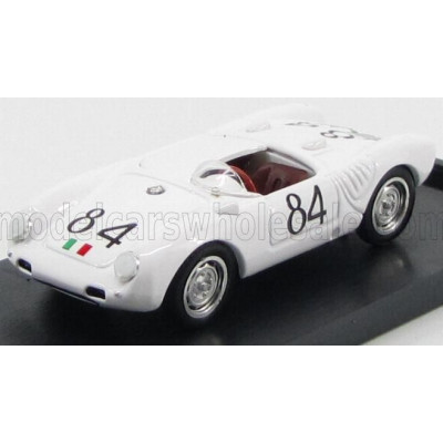 BRUMM PORSCHE 550A RS SPIDER N 84 WINNER TARGA FLORIO 1956 UMBERTO MAGLIOLI - WHITE 1/43