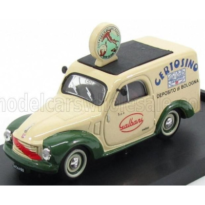 BRUMM FIAT 500C FURGONE VAN VEICOLO COMMERCIALE PUBLICITAIRE GALBANI MELZO MILANO DEPOSITO DI BOLOGNA 1950 - CREAM GREEN 1/43
