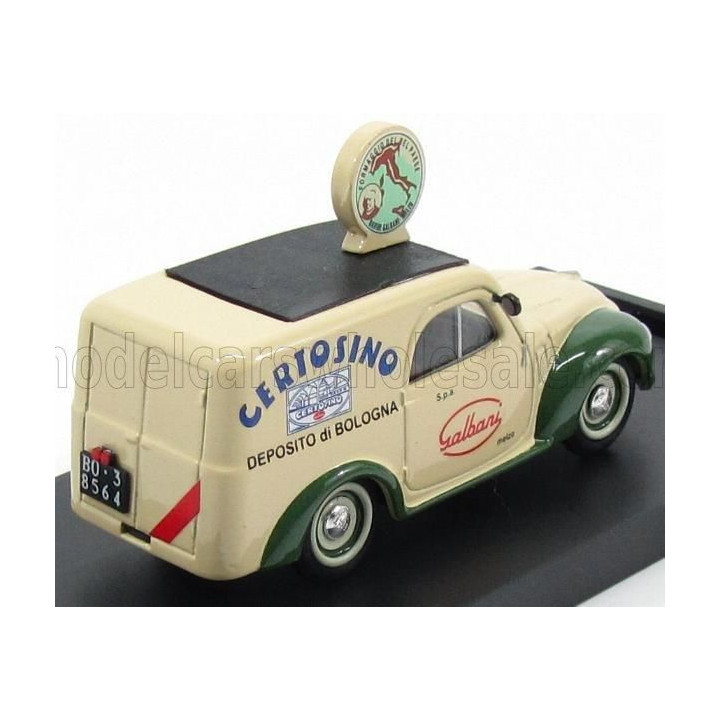 BRUMM FIAT 500C FURGONE VAN VEICOLO COMMERCIALE PUBLICITAIRE GALBANI MELZO MILANO DEPOSITO DI BOLOGNA 1950 - CREAM GREEN 1/43