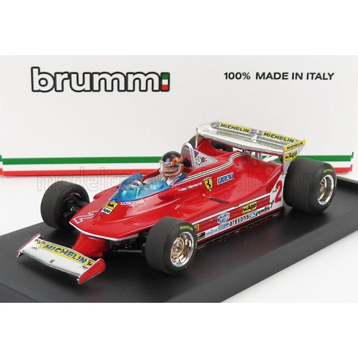 BRUMM FERRARI F1  312T5 N 2 MONACO GP 1980 GILLES VILLENEUVE - WITH DRIVER FIGURE - RED 1/43