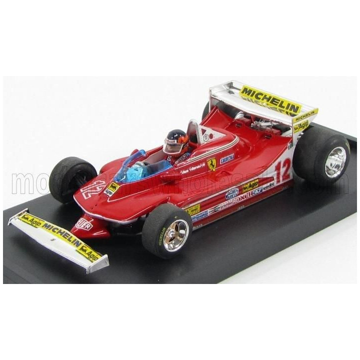 BRUMM FERRARI F1  312T4 N 12 PROVE ALA POSTERIORE OVEST USA GP 1979 GILLES VILLENEUVE + PILOT - RED 1/43