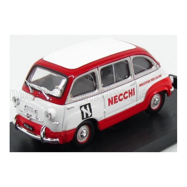 BRUMM FIAT 600 MULTIPLA VEICOLO COMMERCIALE MACCHINE PER CUCIRE NECCHI 1960 - WHITE RED 1/43