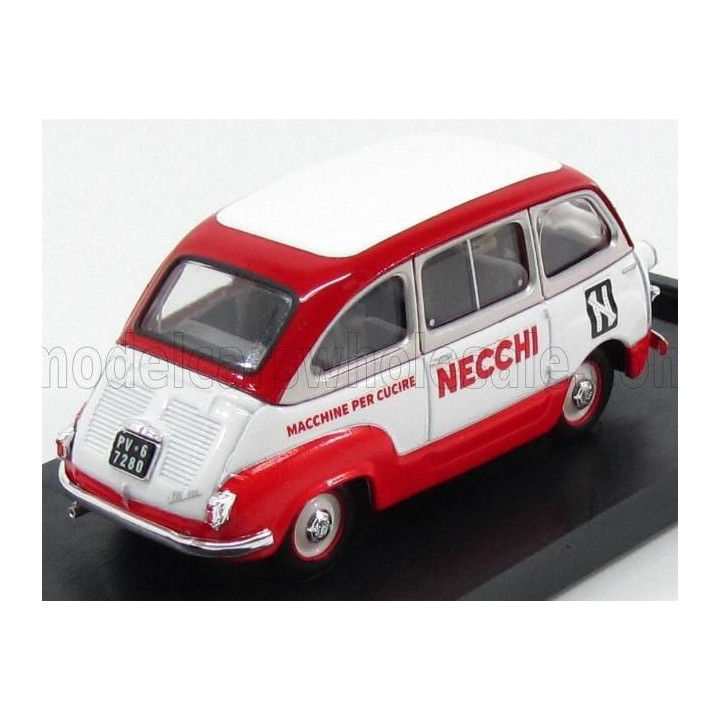 BRUMM FIAT 600 MULTIPLA VEICOLO COMMERCIALE MACCHINE PER CUCIRE NECCHI 1960 - WHITE RED 1/43