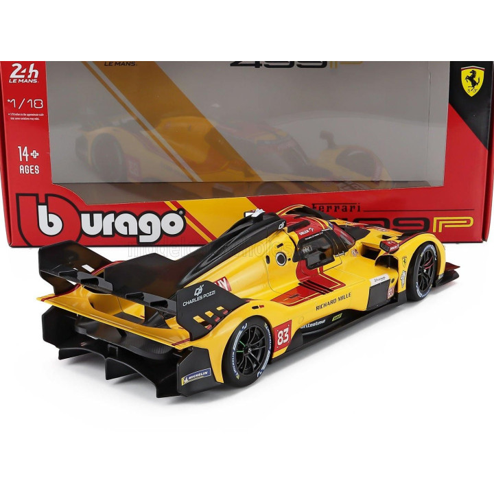 BURAGO FERRARI 499P 3.0L TURBO V6 TEAM AF CORSE N 83 WINNER 24h LE MANS 2025 ROBERT KUBICA - PHIL HANSON - YIFEI YE - YELLOW RED