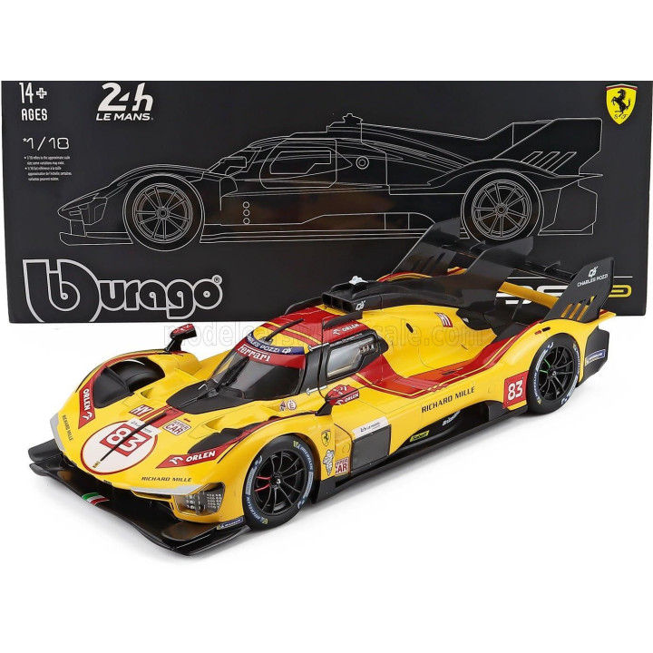 BURAGO FERRARI 499P 3.0L TURBO V6 TEAM AF CORSE N 83 WINNER 24h LE MANS 2025 ROBERT KUBICA - PHIL HANSON - YIFEI YE - CON VETRIN