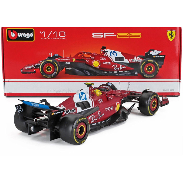 BURAGO FERRARI F1  SF-25 TEAM SCUDERIA FERRARI HP N 44 SEASON 2025 LEWIS HAMILTON - RED 1/18