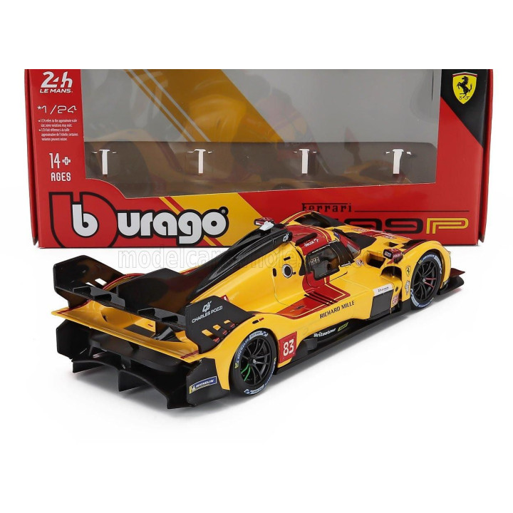 BURAGO FERRARI 499P 3.0L TURBO V6 TEAM AF CORSE N 83 WINNER 24h LE MANS 2025 ROBERT KUBICA - PHIL HANSON - YIFEI YE - YELLOW RED