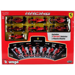 BURAGO FERRARI SET F1  7X TEAM SCUDERIA FERRARI N 5 2019 SEBASTIAN VETTEL - SF1000 N 16 2020 - SF21 N 16 SEASON 2021 - SF-75 N 5