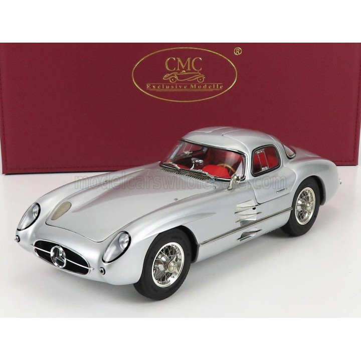 CMC MERCEDES BENZ 300 SLR UHLENHAUT COUPE 1955 - RED INTERIOR - SILVER 1/18