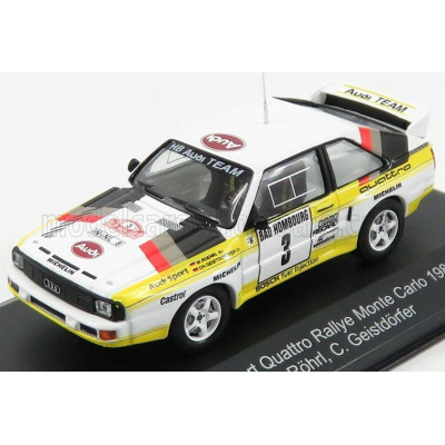 CMR AUDI SPORT QUATTRO AUDI TEAM HB N 3 2nd RALLY MONTECARLO 1985 W.ROHRL - C.GEISTDORFER - WHITE YELLOW 1/43