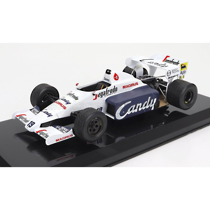 EDICOLA TOLEMAN F1  TG184 HART TURBO N 19 SEASON 1984 AYRTON SENNA - DAMAGE BLISTER BOX - WHITE BLUE 1/24