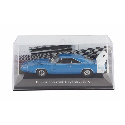 EDICOLA DODGE CHARGER DAYTONA 1969 - CON VETRINA - WITH SHOWCASE - BLUE WHITE 1/43