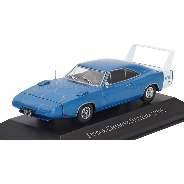EDICOLA DODGE CHARGER DAYTONA 1969 - CON VETRINA - WITH SHOWCASE - BLUE WHITE 1/43