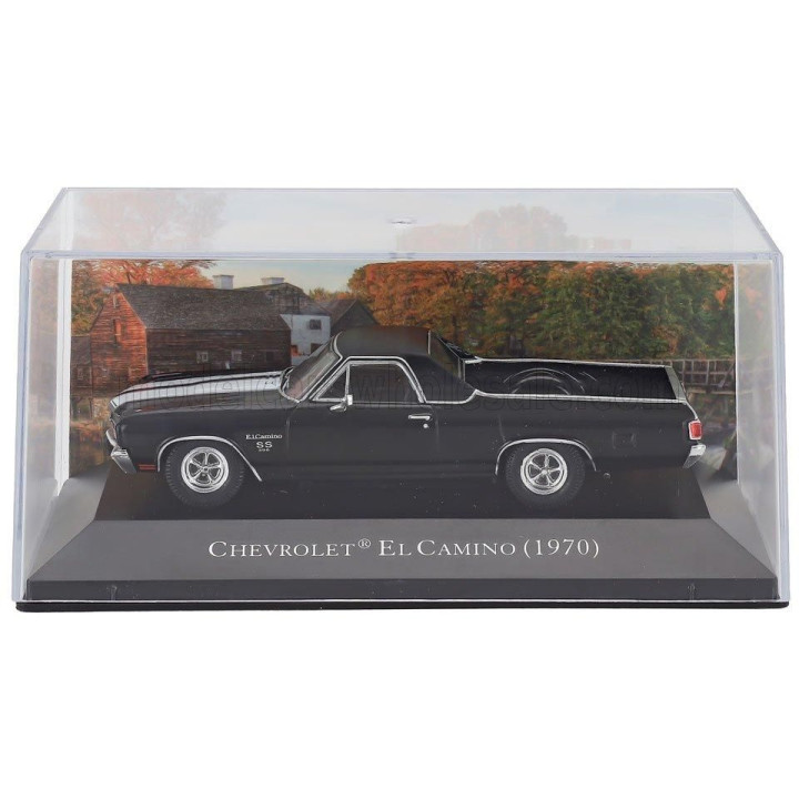 EDICOLA CHEVROLET EL CAMINO PICK-UP 1970 - CON VETRINA - WITH SHOWCASE - BLACK WHITE 1/43