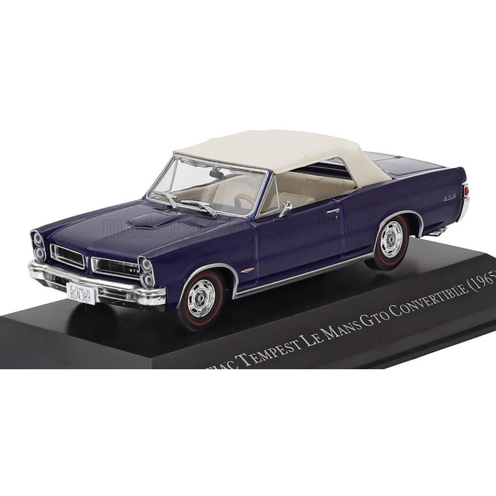 EDICOLA PONTIAC TEMPEST LE MANS GTO CABRIOLET CLOSED 1965 - CON VETRINA - WITH SHOWCASE - BLUE BEIGE 1/43
