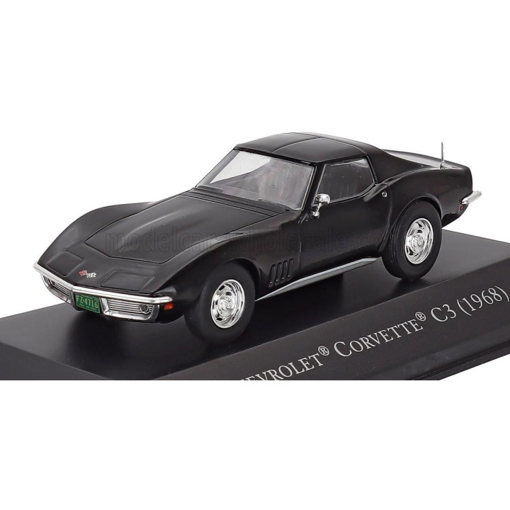 EDICOLA CHEVROLET CORVETTE C3 COUPE 1968 - CON VETRINA - WITH SHOWCASE - BLACK 1/43
