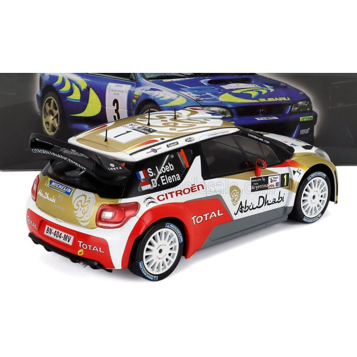 EDICOLA CITROEN DS3 WRC TOTAL ABU DHABI N 1 RALLY ARGENTINA 2013 S.LOEB - D.ELENA - RED GOLD WHITE 1/18