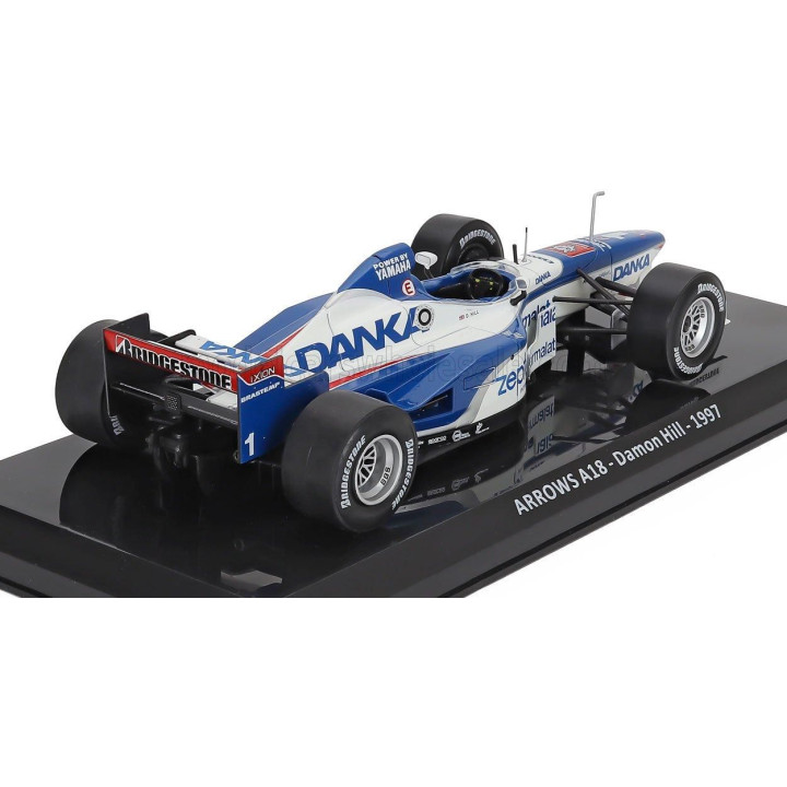 EDICOLA ARROWS F1  A18 N 1 SEASON 1997 DAMON HILL - BLISTER BOX - WHITE BLUE 1/24