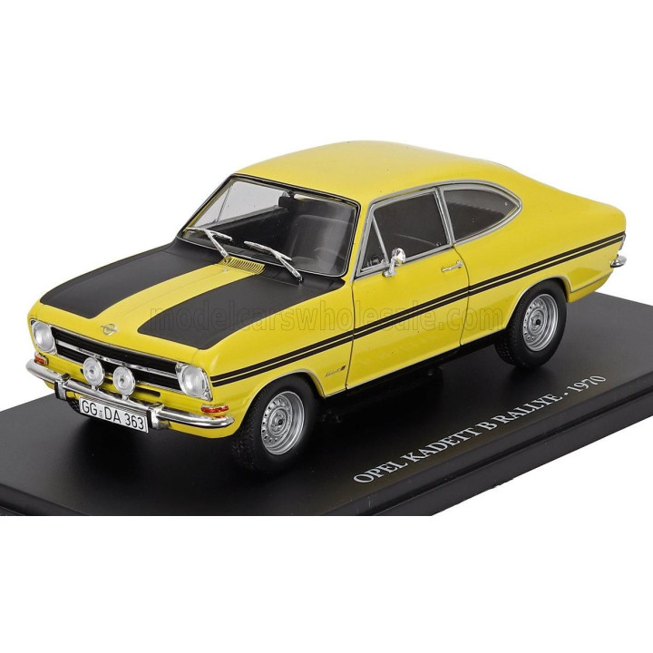EDICOLA OPEL KADETT B RALLYE 1970 - CON VETRINA - WITH SHOWCASE - YELLOW BLACK 1/24