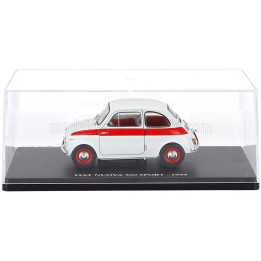 EDICOLA FIAT 500 SPORT 1959 - CON VETRINA - WITH SHOWCASE - WHITE RED 1/24