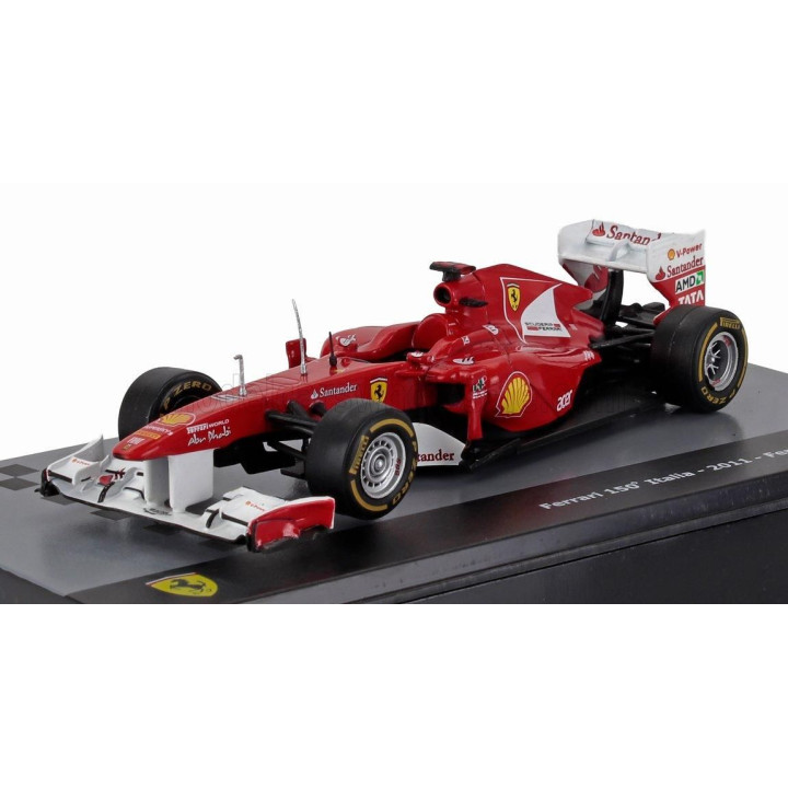 EDICOLA FERRARI F1  150th ITALIA N 5 SEASON 2011 FERNANDO ALONSO - CON VETRINA - WITH SHOWCASE - F-1 RED MET WHITE 1/43