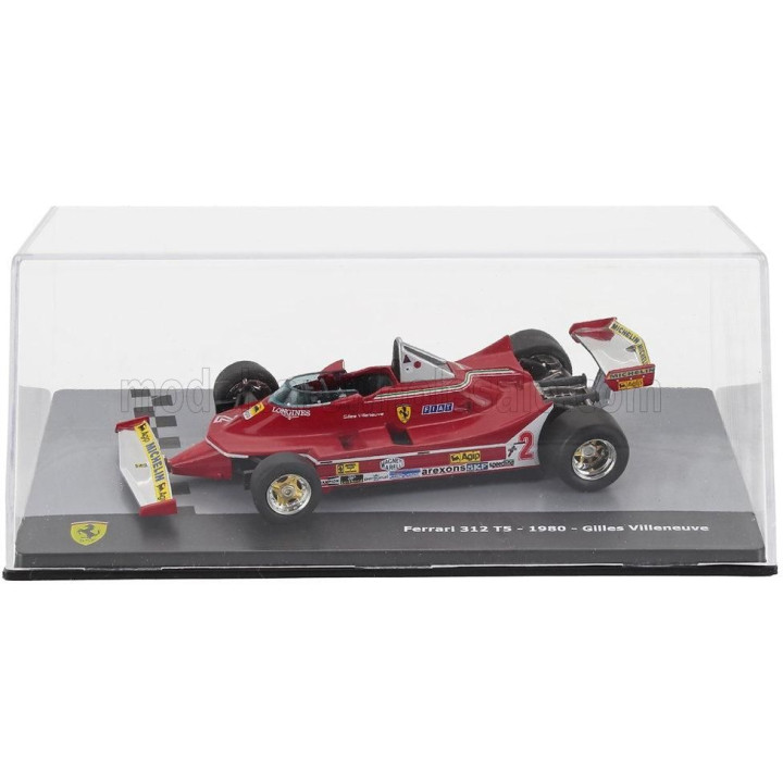 EDICOLA FERRARI F1  312 T5 N 2 SEASON 1980 GILLES VILLENEUVE - CON VETRINA - WITH SHOWCASE - RED 1/43