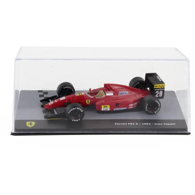 EDICOLA FERRARI F1  F92A TEAM SCUDERIA FERRARI SPA N 28 SEASON 1992 IVAN CAPELLI - CON VETRINA - WITH SHOWCASE - RED BLACK 1/43