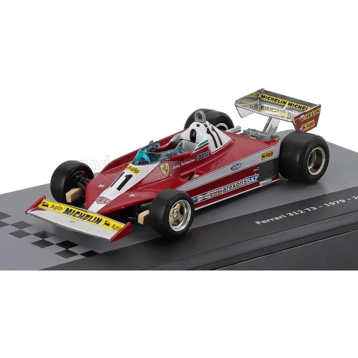 EDICOLA FERRARI F1  312T3 N 11 WORLD CHAMPION (THE FIRST TWO GPs) 1979 JODY SCHECKTER - CON VETRINA - WITH SHOWCASE - RED 1/43