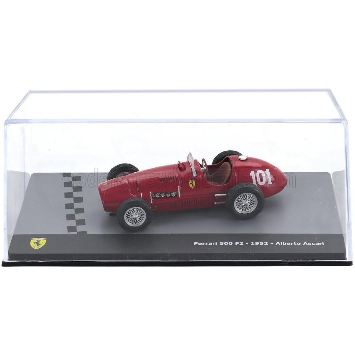 EDICOLA FERRARI F2  500 N 101 WORLD CHAMPION SEASON 1952 ALBERTO ASCARI - CON VETRINA - WITH SHOWCASE - RED 1/43