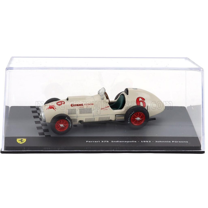 EDICOLA FERRARI F1  375 INDY N 6 INDIANAPOLIS 500 GP 1952 JOHNNIE PARSON - CON VETRINA - WITH SHOWCASE - WHITE 1/43