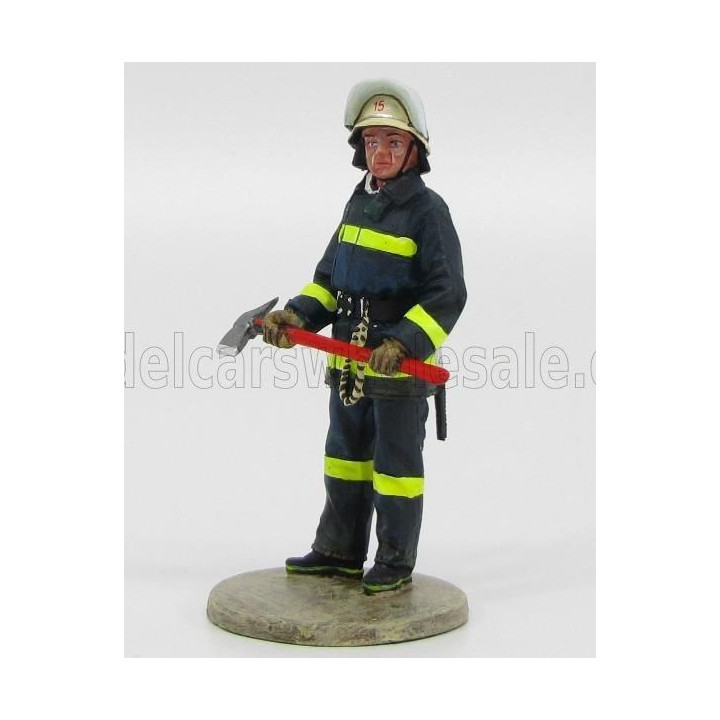 EDICOLA FIGURES VIGILI DEL FUOCO VIGILE DEL FUOCO CILENO CON ASCIA 1992 - CHILE FIREMAN - BLUE YELLOW 1/32