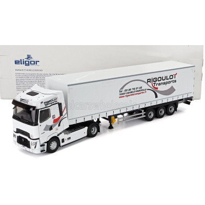 ELIGOR RENAULT T-LINE HIGH TRUCK TELONATO RIGOULOT TRANSPORTS 2023 - WHITE 1/43