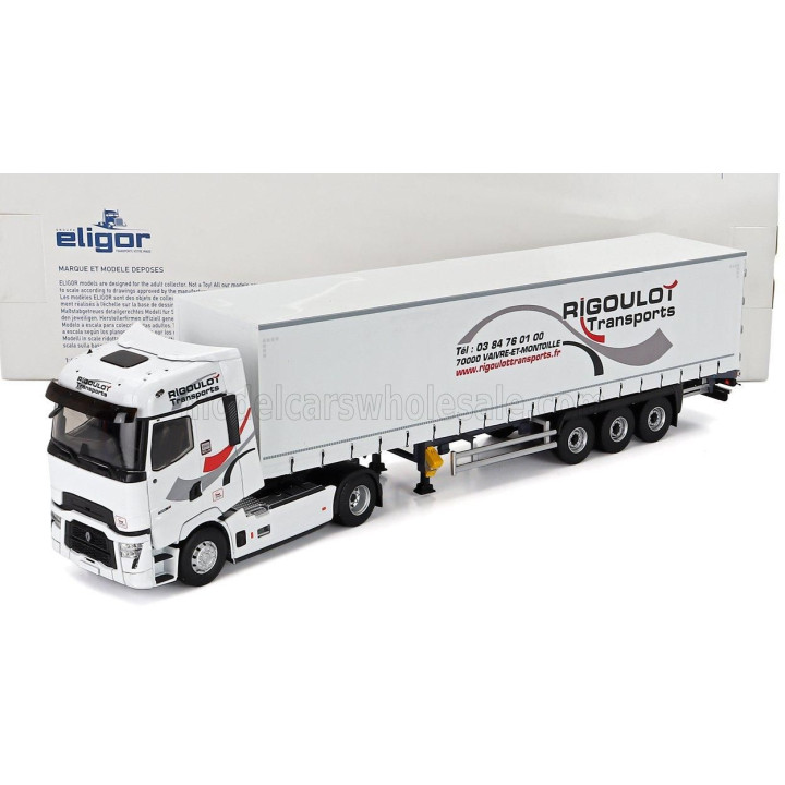 ELIGOR RENAULT T-LINE HIGH TRUCK TELONATO RIGOULOT TRANSPORTS 2023 - WHITE 1/43