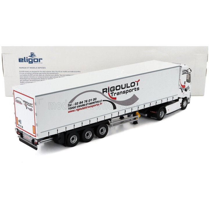 ELIGOR RENAULT T-LINE HIGH TRUCK TELONATO RIGOULOT TRANSPORTS 2023 - WHITE 1/43