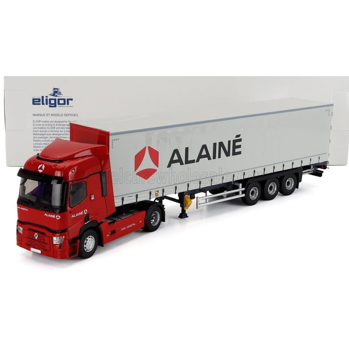 ELIGOR RENAULT T480 TRUCK TELONATO ALAINE TRANSPORTS 2021 - RED GREY 1/43