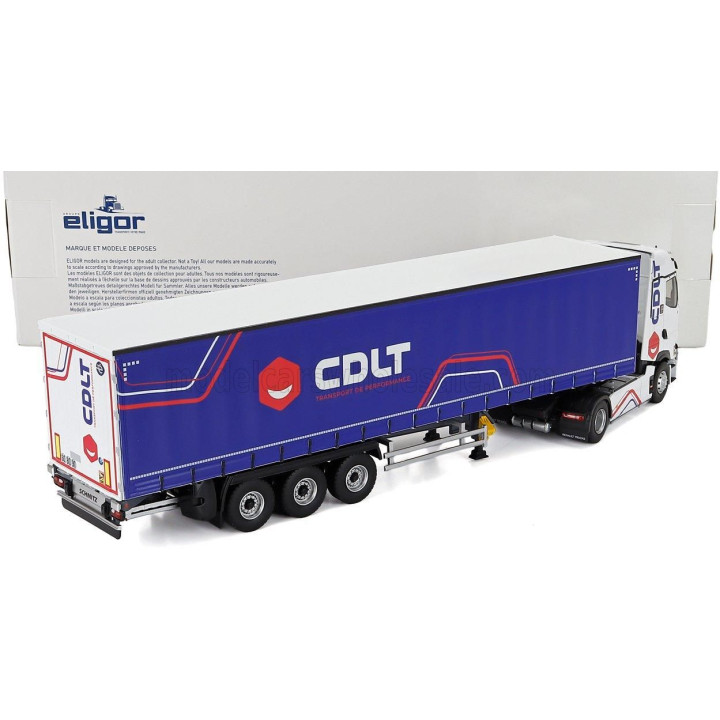 ELIGOR RENAULT T-LINE HIGH TRUCK TELONATO CDLT TRANSPORTS 2023 - WHITE BLUE 1/43