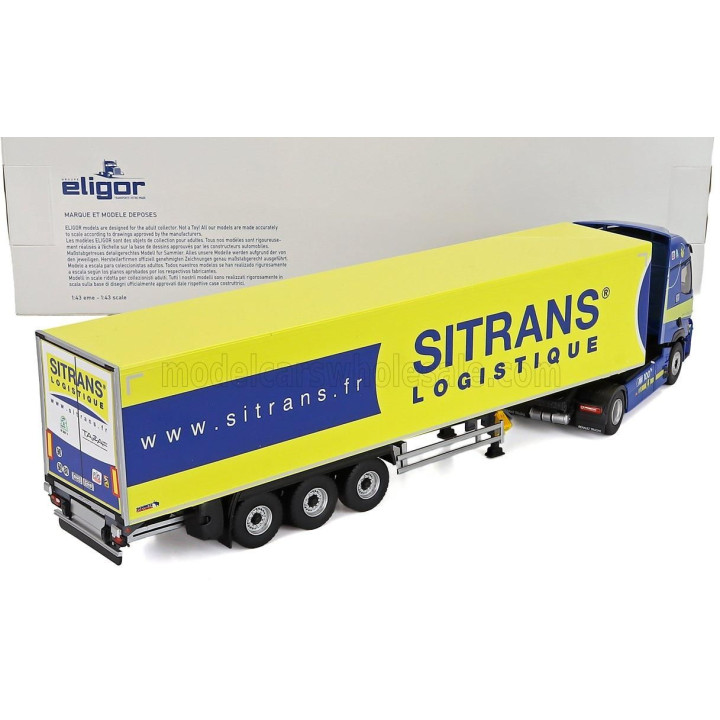 ELIGOR RENAULT T-LINE E-TECH TRUCK CASSONATO SITRANS TRANSPORTS 2023 - BLUE YELLOW 1/43