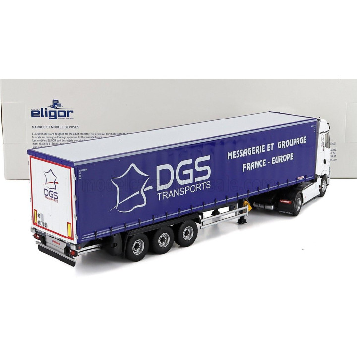 ELIGOR RENAULT T-LINE HIGH TRUCK TELONATO DGS TRANSPORTS 2023 - WHITE BLUE 1/43