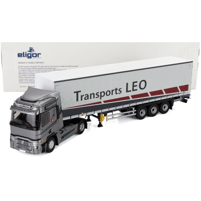 ELIGOR RENAULT T480 TRUCK TELONATO LEO TRANSPORTS 2021 - GREY WHITE 1/43