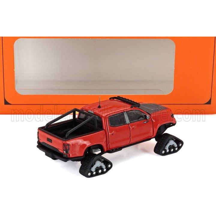 GCD MODELS TOYOTA TACOMA PICK-UP PRE-RUNNER SNOW MOBILE WITH TANK TRUCK 2022 - RED 1/64